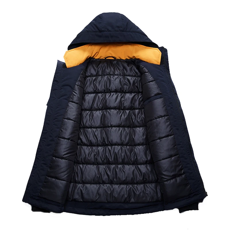 Chaqueta de plumón gruesa con forro polar para hombre, abrigo cálido para exteriores, Parka de nieve, rompevientos, Parkas cálidas con capucha para