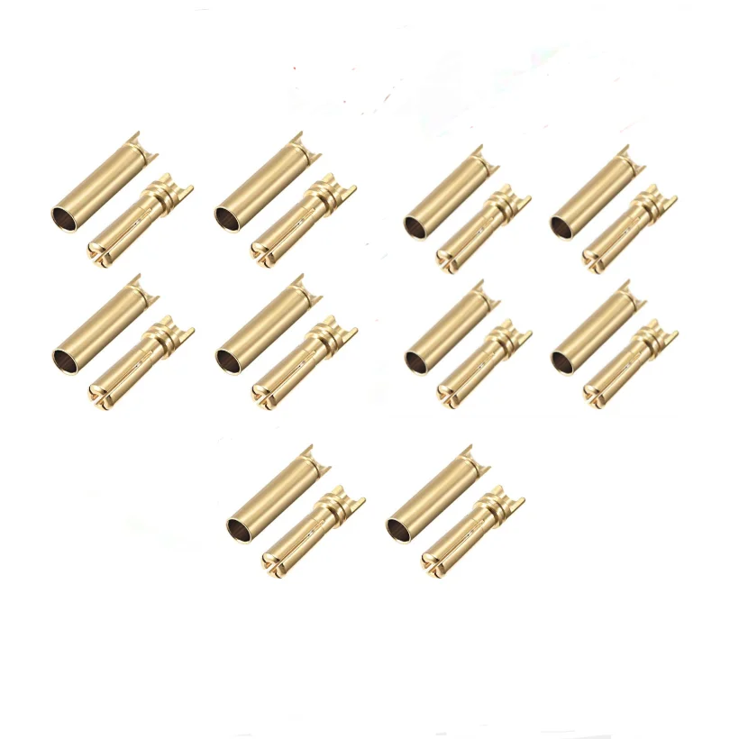 10Pairs Gold Plated 2/3/4/5/5.5/6.0/6.5/8.0mm Banana Plug Bullet Low Profile Male Female Connector for RC Lipo Battery ESC Motor