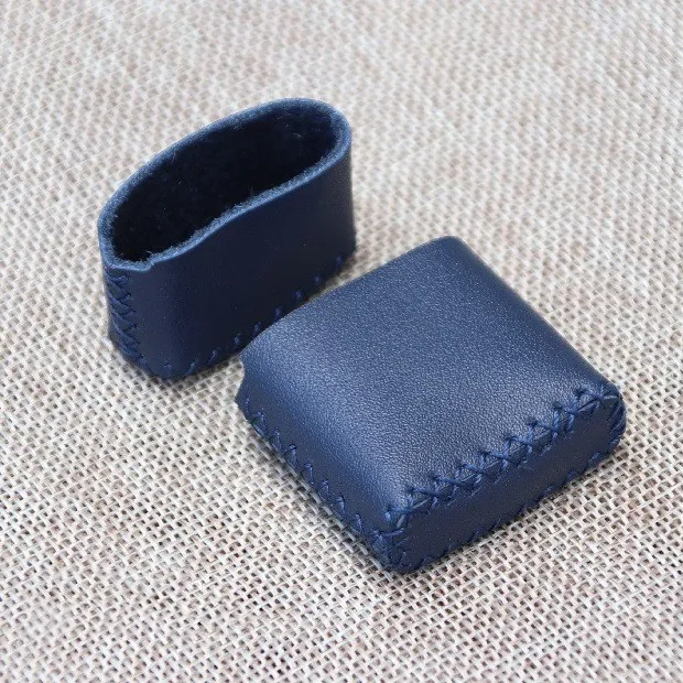 Hand-stitched  Cowhide Leather Durable Protective Sleeve Simple Blue Lighter Holster for Zippo lighter Cover