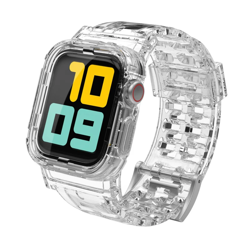 Transparent Strap for apple watch band 44mm/42mm silicone bracelet+Protective case watchband for iwatch apple watch 5/4/3/2/1