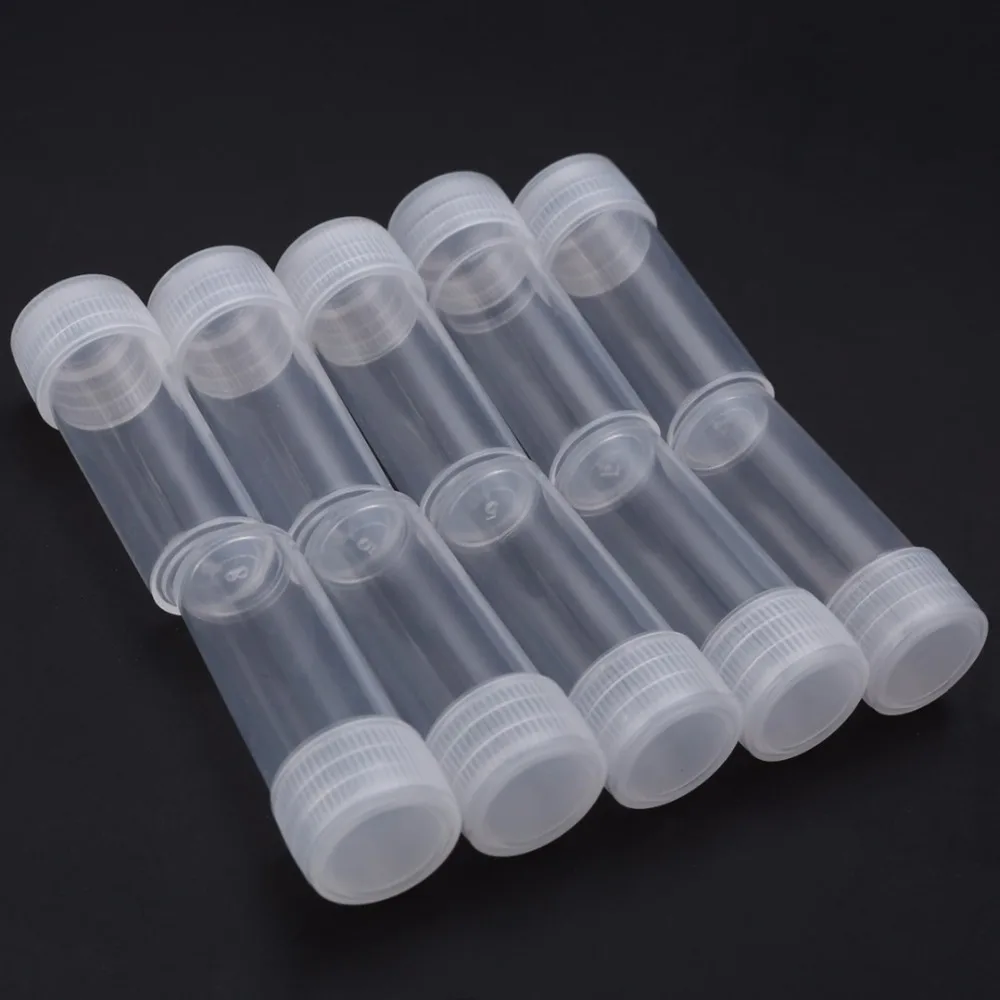 10pcs/set 5mm Plastic Pet Clear Empty Seal Bottles Solid Powder Medicine Pill Vial Container Reagent Packing Bottle