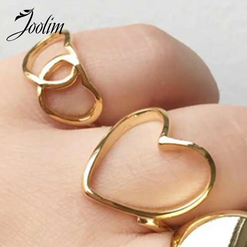 Joolim High End Pvd Modieuze Holle Perzik Hart Ring Voor Vrouwen Rvs Sieraden Groothandel