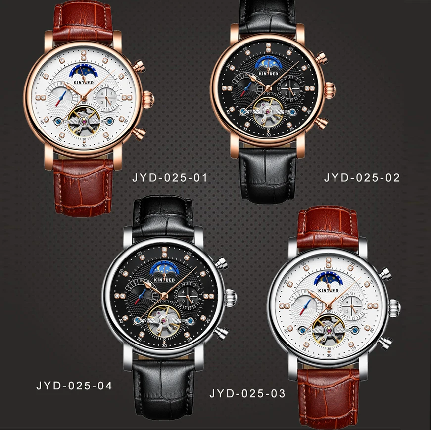 KINYUED Top Brand Men\'s Watch Mechanical Wirstwatches Luxury Skeleton Automatic Clockwork Watches for Male reloj hombre