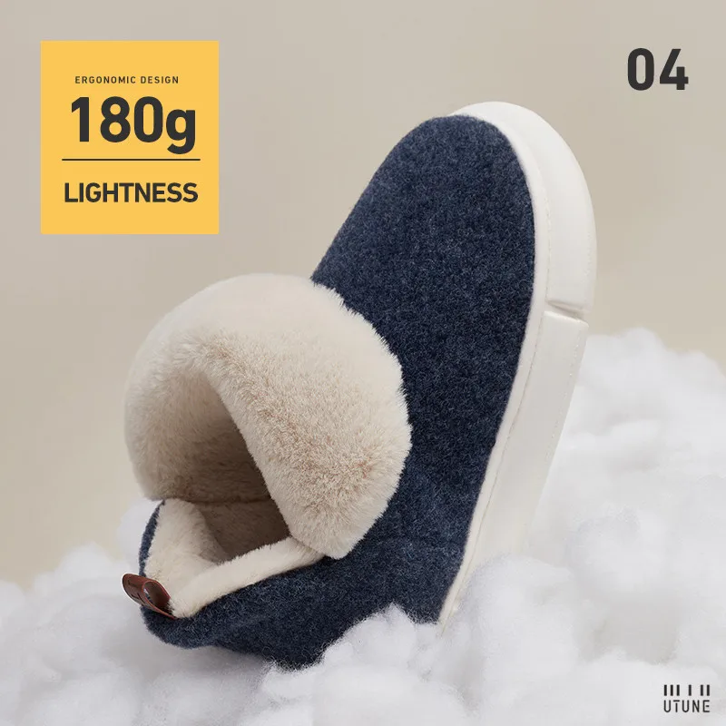 UTUNE Winter Boots For Men Warm Felt Shoes Ankle Snow Boots Women Thick Platform Indoor Outside 2021 Home Slippers Sneakers Navy