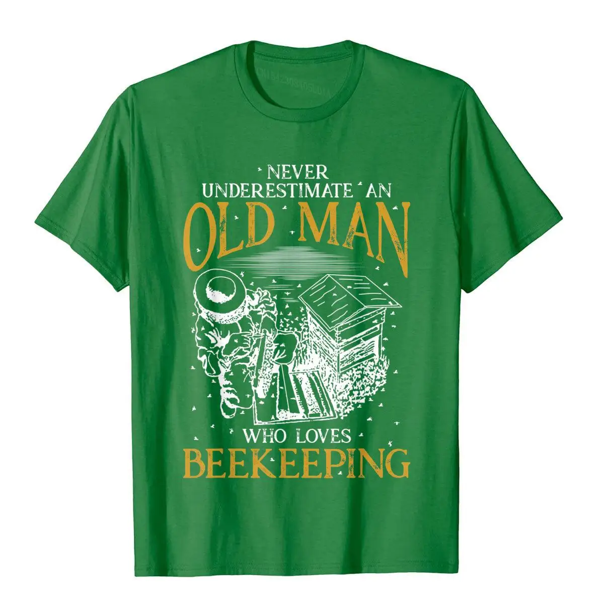 Never Underestimate An Old Man Who Loves Beekeeping Novelty T-Shirt Cotton Men\'s T Shirts Family Tees High Quality Outdoor