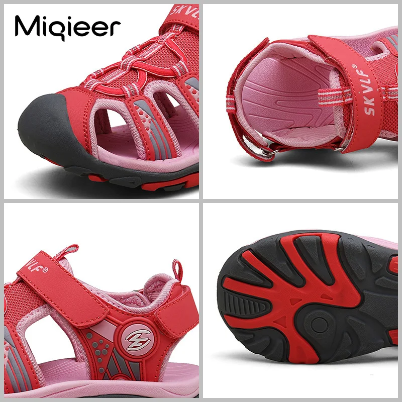 Miqieer Brand Summer Sandals for Boys Girls Closed Toe Casual Shoes Children Beach Footwear Non-slip Designer Student Sandals