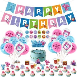 48pcs/set Blue’s Clues Balloons Cartoon Blue Pink Dog Cake Topper Birthday Banner Baby Shower Birthday Party Supplies Decor