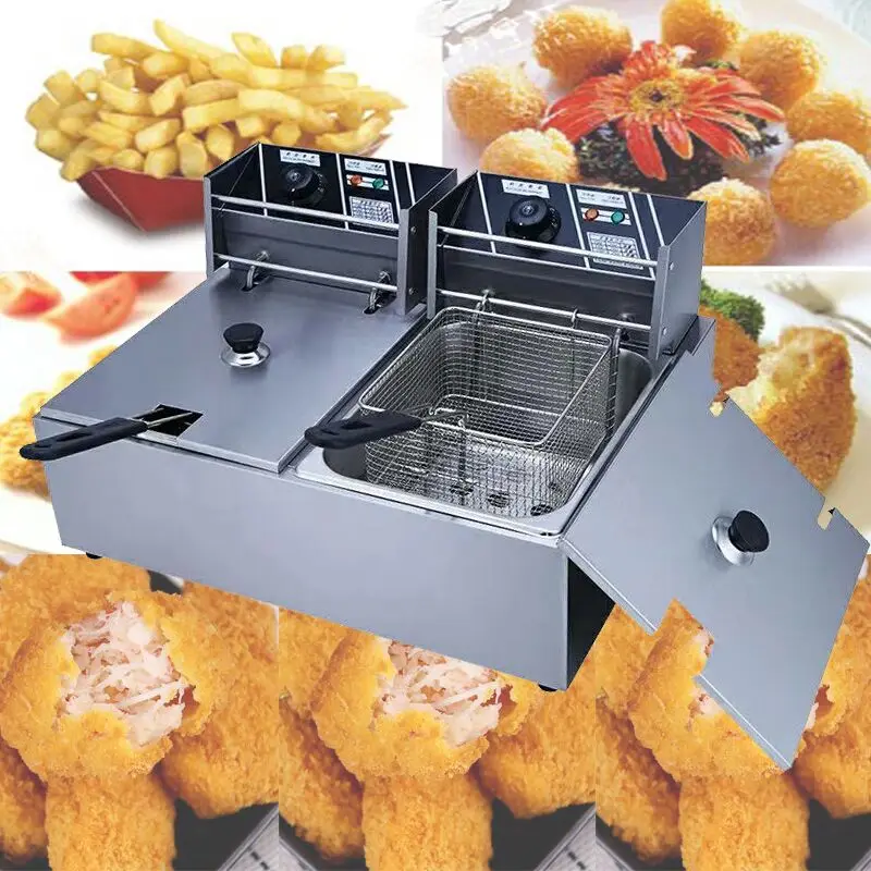 Electric Counter top oil deep fryer oven with tanks baskets stainless steel french chips chicken potato fryer fried oven