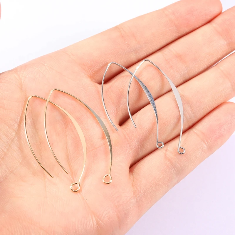 20pcs Gold Silver Rhodium Color Copper French V-shaped Earring Hooks Findings Ear Hook Wire Base Settings For Jewelry Making