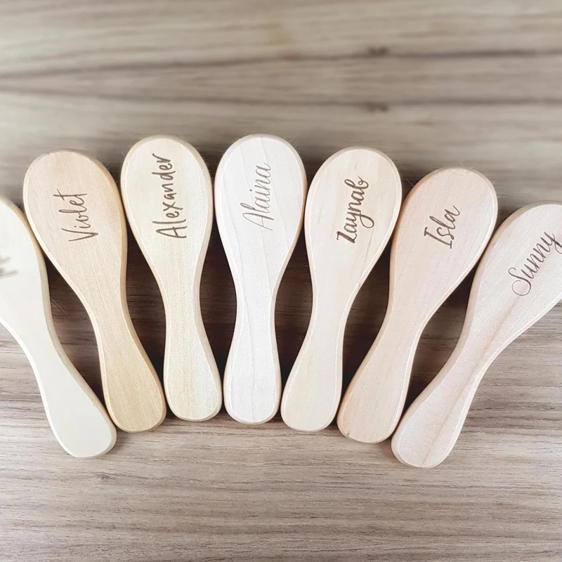 Personalized Newborn Brush Soft Bristles Brush Wooden engraved  Baby Gift Baby Shower and Registry Gift