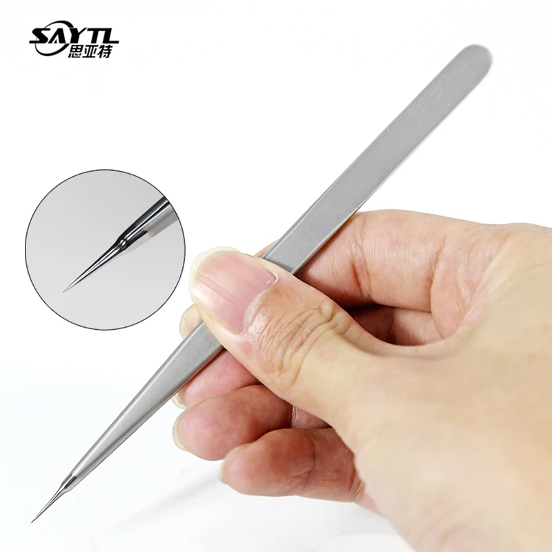 

SAYTL Hand Polish 3D Tweezers High Precision Sharp Flying Line Super Hard Tweezer for Planting Tin IC Chip Micro Repair Forceps