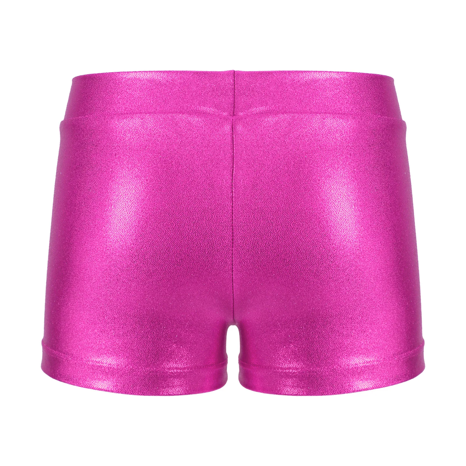 Kids Girls Shiny Metallic Shorts for Dancing Elastic Waistband Gym Workout Sport Dance Shorts Dance Wear Children\'s Short Pants