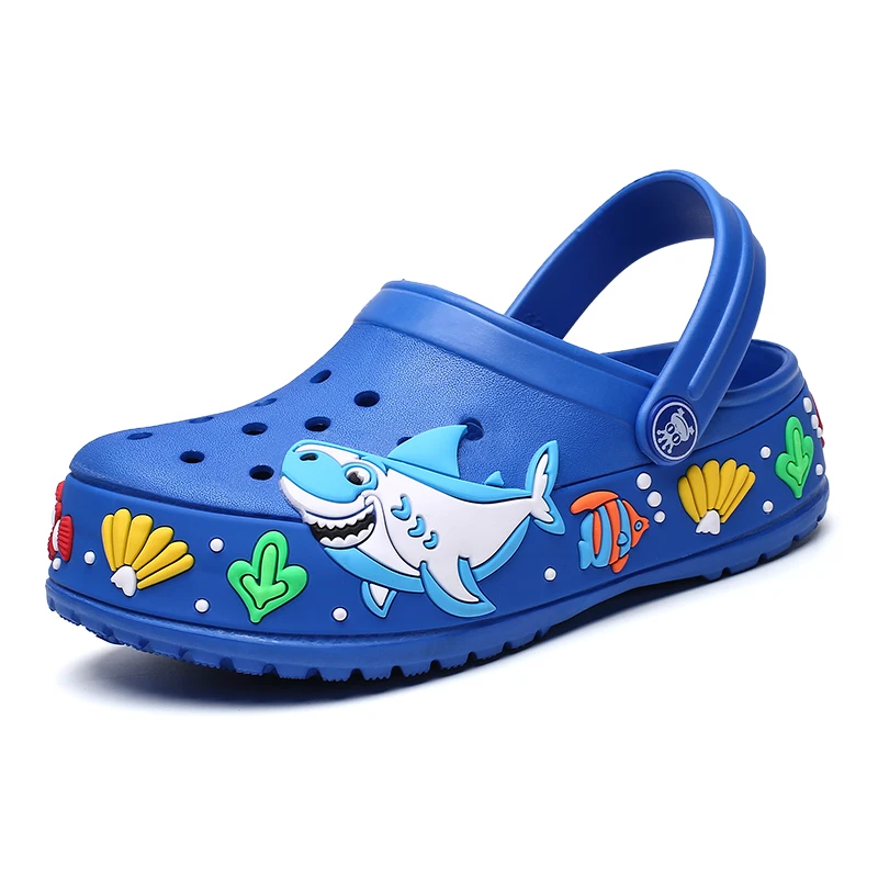 2021 New Children Sandals Summer Hole Shoes Rubber Kids Shark Garden Shoes For Boy Girl Beach Flat Slippers