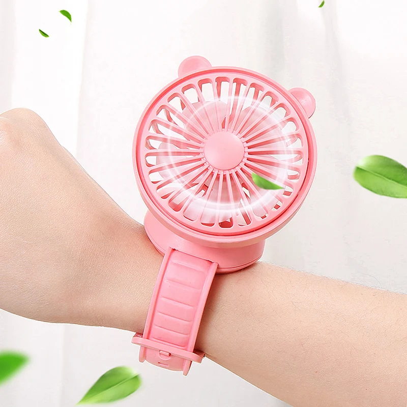 Cute Bear Hand-Held Fan Comfortable Wrist Strap Cartoon Portable Mini Fan For Outdoor Travel SEC88