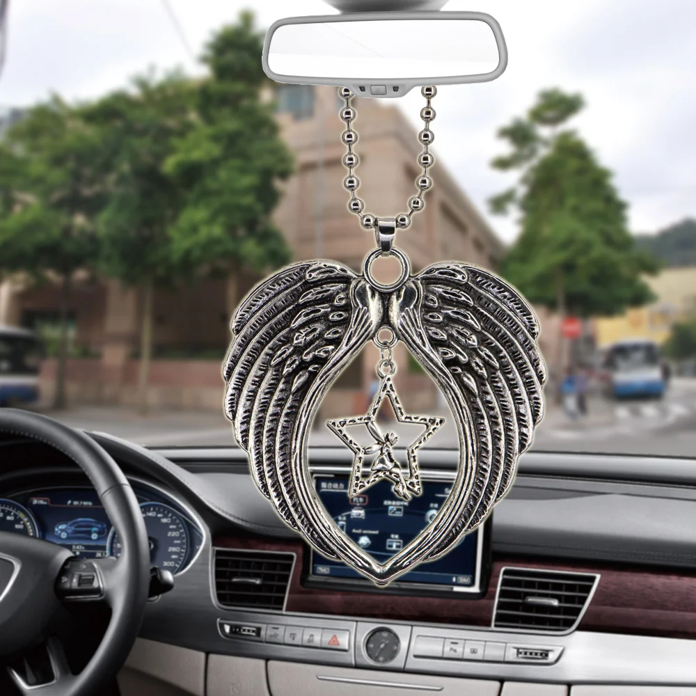 Angel Star Angel Wing Charm Car Pendant Automobiles Rearview Mirror Suspension Decoration Accessories Hanging Pendant Gifts