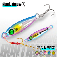 HuntHouse Metal Jig Micro Jig Slow Fall Fishing Lure 3g 5g 7g 12g Jigging Lures Origin Hook For Aji Fish Jack Eye Finder