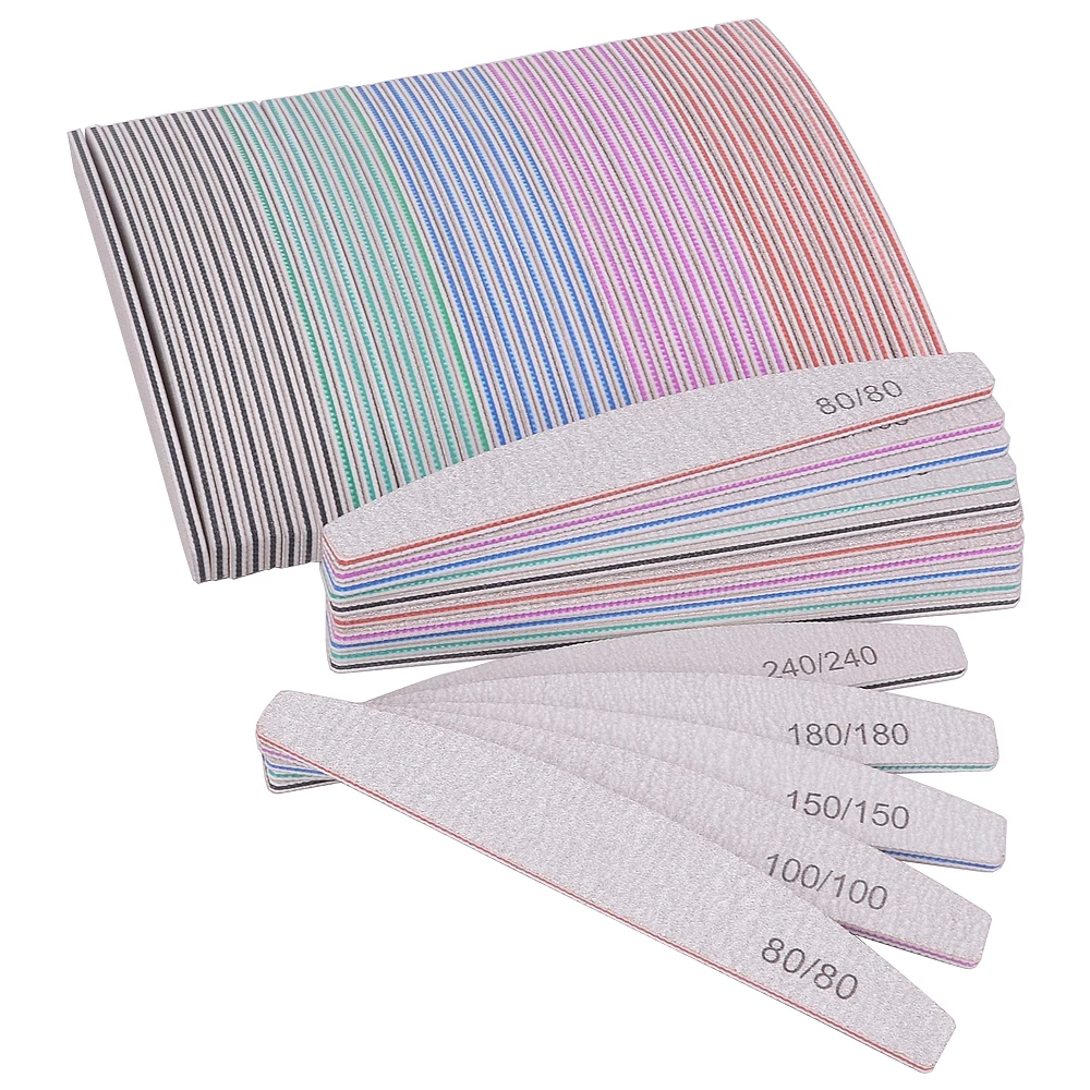 50 Pcs/Lot Strong Professional Nail Files Buffer Emery Board Edge Nail File 80/100/150/180/240 Accessory Nail Salon Pedicure Too