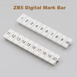 10/20/50pcs ZB5 Digital marker strip Din Rail Terminal Block UK-3N MBKKB2.5 bornier Mark bar morsettiera terminals Marking label