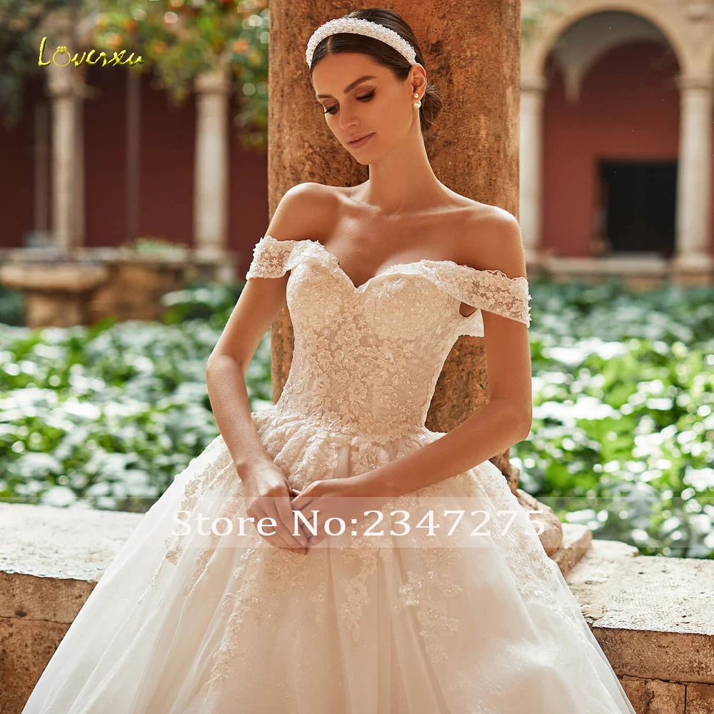 Loverxu Sexy Sweetheart Backless Lace Ball Gown Wedding Dresses 2023 Elegant Appliques Beaded Court Train Vintage Bridal Gown