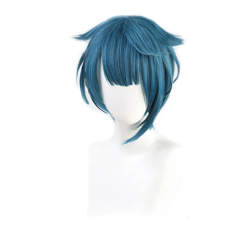 Genshin Impact Xingqiu Xing Qiu Cosplay Perruque, Bleu, Court, Chaleur, Degré, Cheveux Synthétiques, Adulte, Hommes, Femmes, Halloween Cosplay