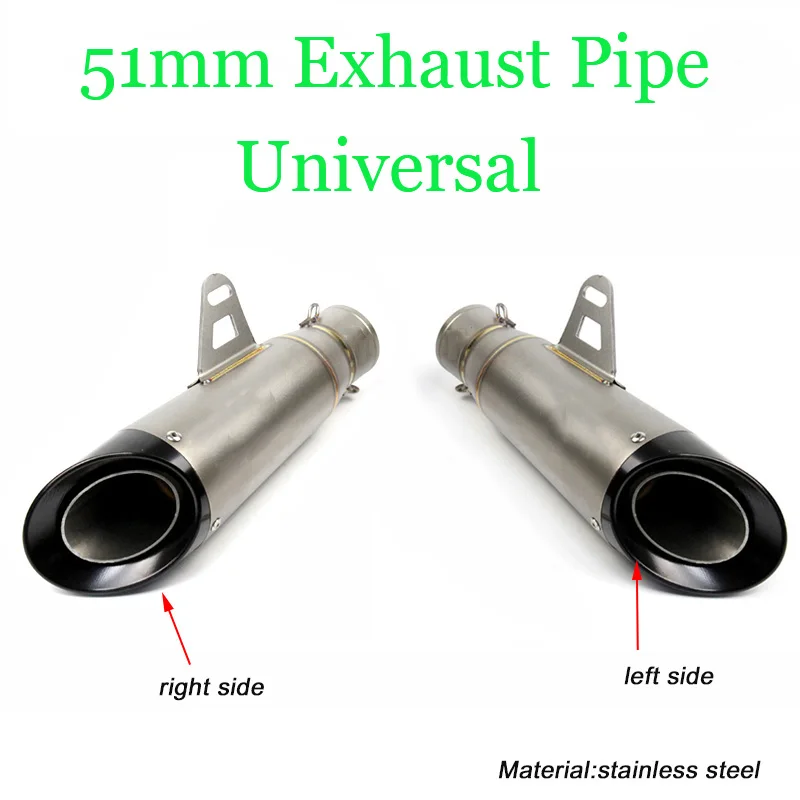 

51mm Right with Left Side Silencer Tubes System Motorcycle Stainless Steel Tail Carbon Fiber Exhaust Muffler Pipe DB Killer