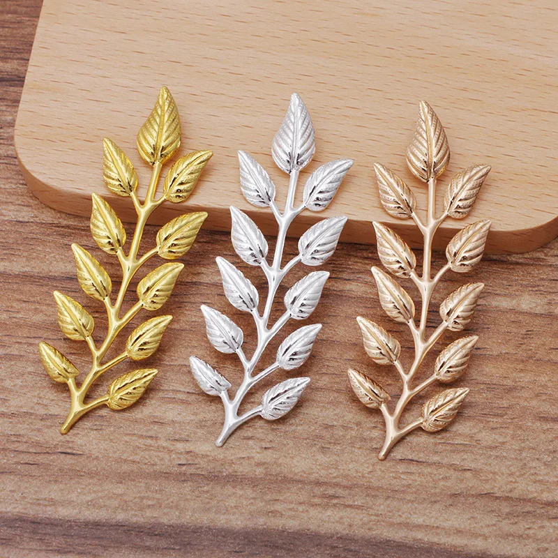 20Pcs/lot Metal Brass Stamping Branch Leaves 19*64mm Olive Leaf Branches Diy Jewelry Accessories Handmade Supplies Wholesale