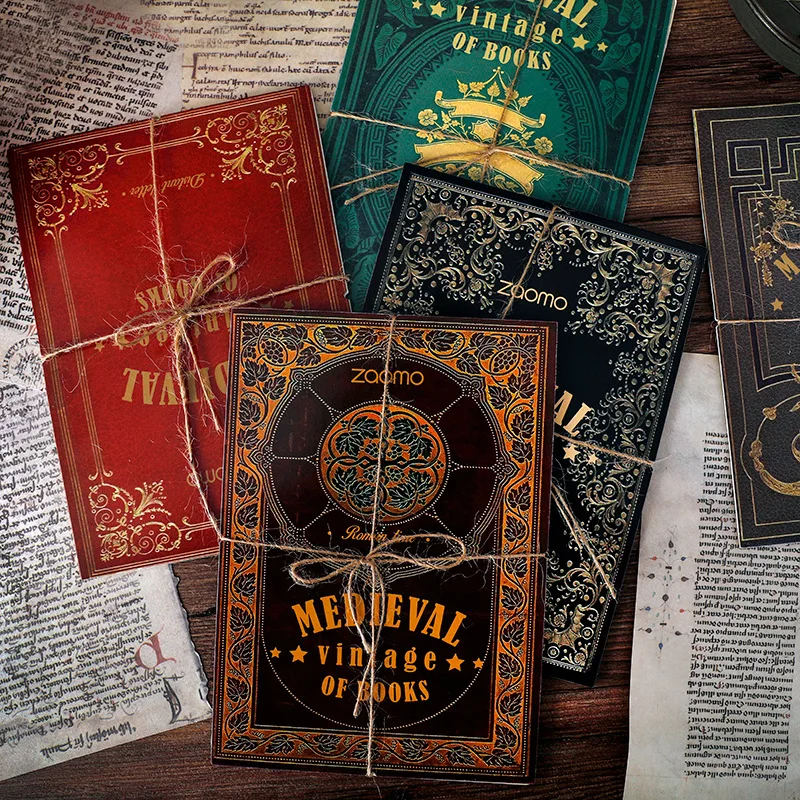 

10 Pcs Vintage Medieval Collection of Books Sticky Notes Memo Pad Manuscript Note Diary Stationary Flakes Scrapbook Decorative