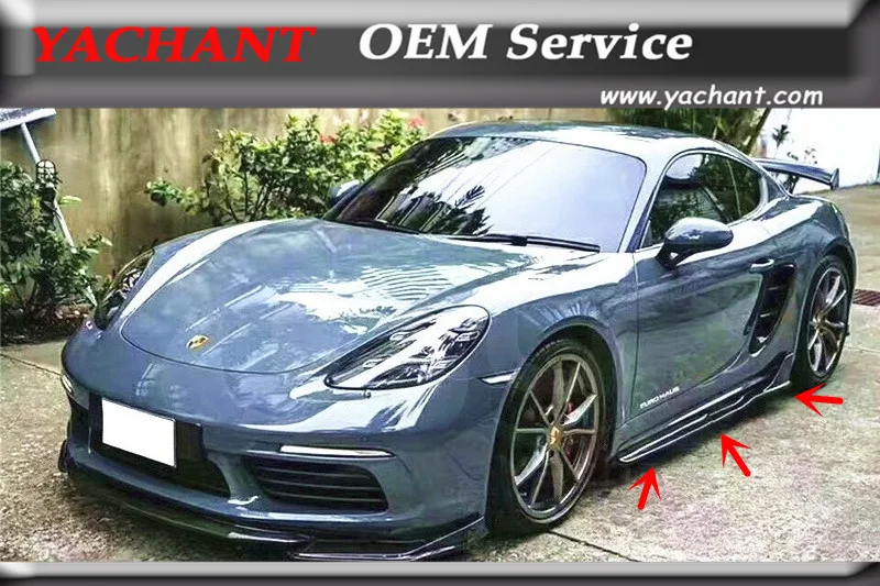 Car-Styling Carbon Fiber Side Skirts Fit For 2017-2018 Cayman Boxster 718 AMSP Style Body Kit Side Skirts 8 Pcs