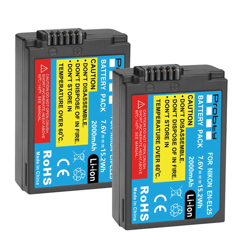 EN-EL25 EN-EL25a ENEL25 2000mAh Rechargeable Li-ion Battery with LED Charger for Nikon Z50 Z30 ZFC Mirrorless Digital Cameras