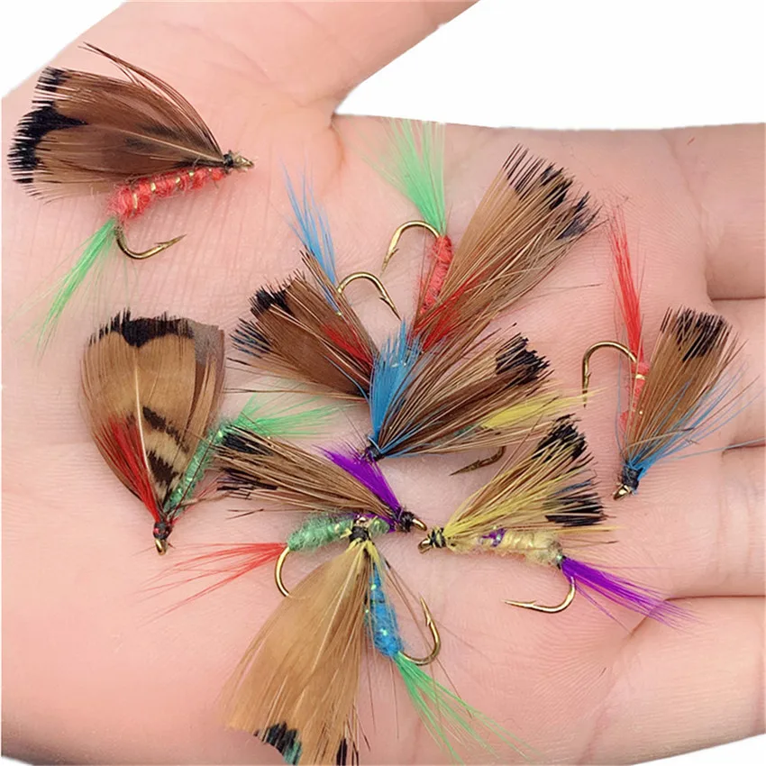 12/24Pcs Moskito Fly Fishing Flies Set Insekt Köder für Forelle Dry Fly Lure Kit Fly Angeln #12 – Detail 3
