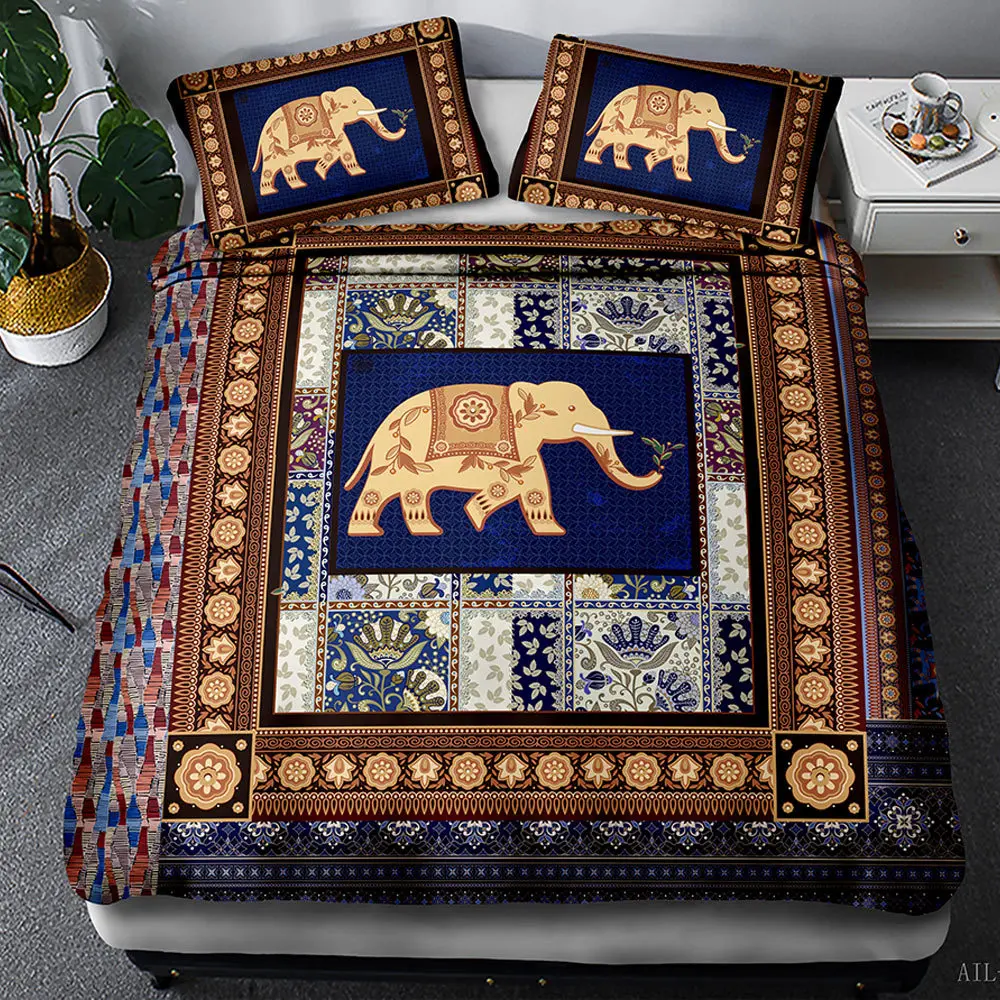 

3D Animal Queen Bedding Set Bohemian Elephant Duvet Cover For Adults Kids Mandala Bed Sets Beds Linen Drop Shipping