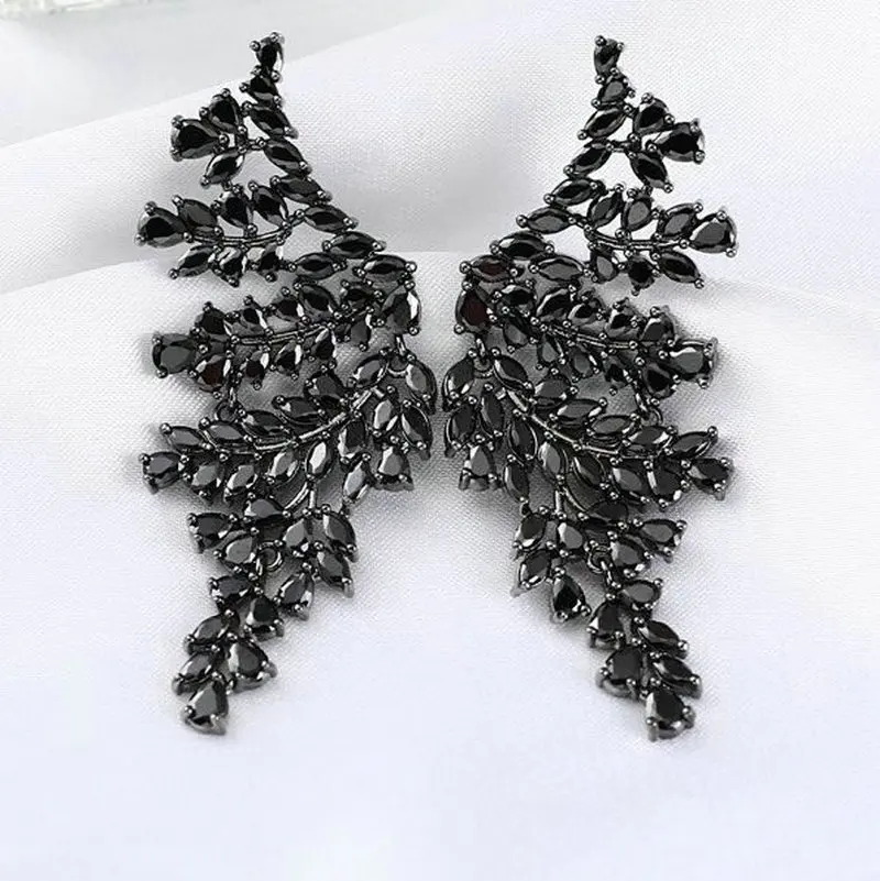 Fashion Cubic Zirconia Big Wing Black Earring for Women