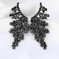 Fashion Cubic Zirconia Big Wing Black Earring for Women