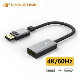 Adapter CABLETIME Displayport na HDMI Konwerter wideo 4K 60 Hz Kabel HDMI Adapter DP na HDMI do przełącznika laptopa Macbook PC