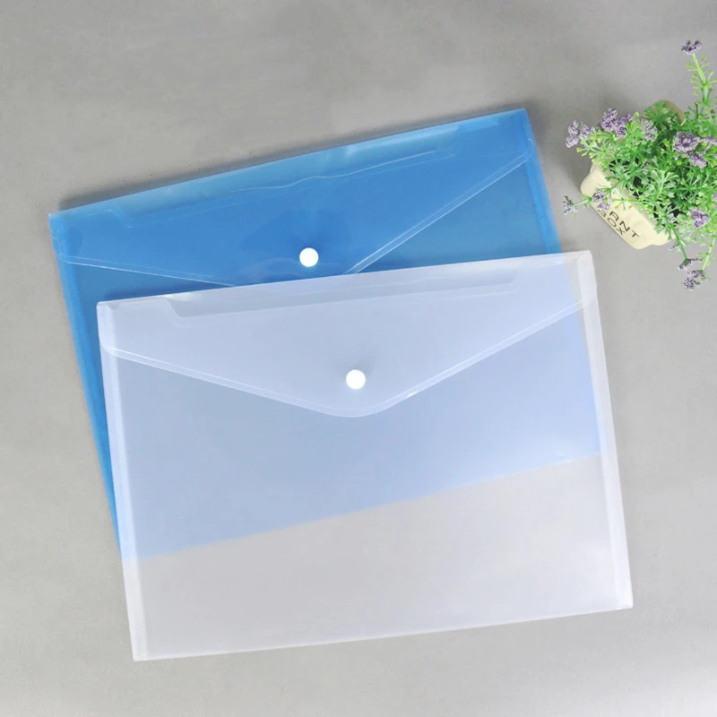 A4 File Bag Plastic Envelope Transparent Document Waterproof Folder With Snap Closure School Test Paper PackagingOffice Supplies