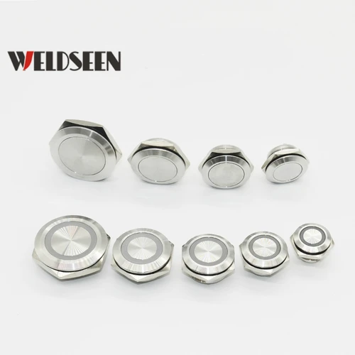 Imagen 2 del producto Pulsador de acero inoxidable con autoreinicio, interruptor momentáneo LED de 12mm, 16mm, 19mm, 22mm, 25mm y 30mm