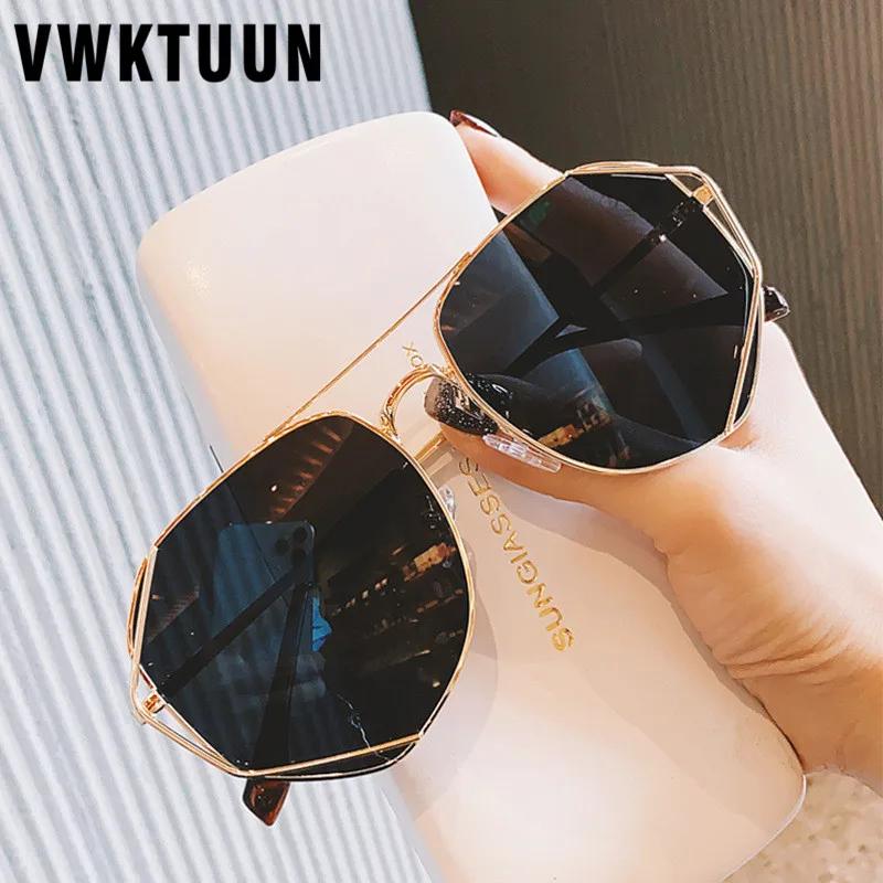 VWKTUUN Twin Beam Sunglasses Women Men UV400 Driving Driver Shades Irregular Eye Glasses Frame New Blue Light Blocking Glasses