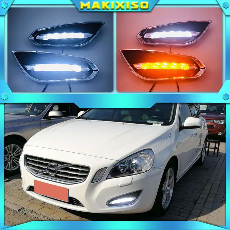 

For Volvo S60 V60 2011 2012 2013,Light-Off Style Relay Waterproof Matte ABS Car DRL 12V LED Daytime Running Light Daylight