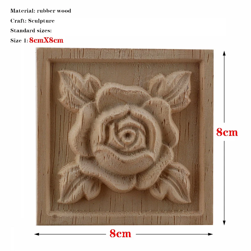 RUNBAZEF Europese Gesneden Ongeverfd Retro Lijstwerk Hout Applique Houten Sticker Lange Ovale Rubber Meubelen Muren Hot Koop NIEUW