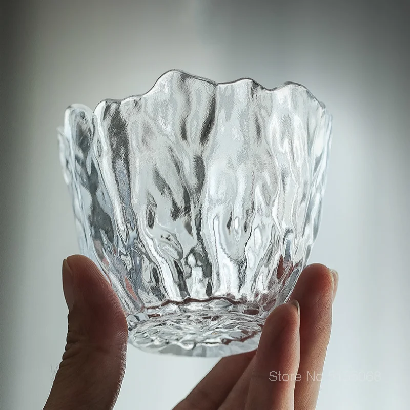 Japanese Style First Snow Series Artwork Petal Whisky Glass Art Brandy Liquor Sake Wine Glass Whiskey Tumbler Kung Fu Tea Cup