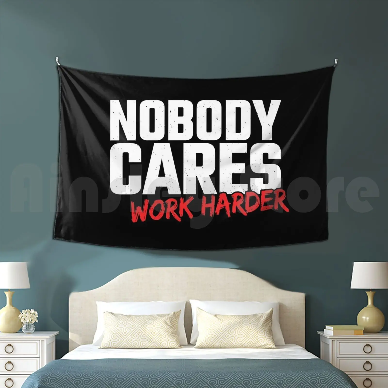 Fitness Gift-Workout Motivation-Nobody Cares Work Harder Tapestry Background Wall Hanging Fitness Health Fitness