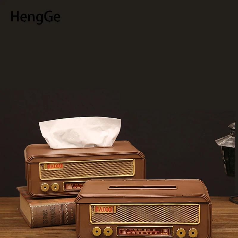 Retro Old Fashioned Tissue Box Iron Art Radio Modeling Car Tissue Holder Bedroom Toilet Paper Holder Stand Ornaments Home Decore