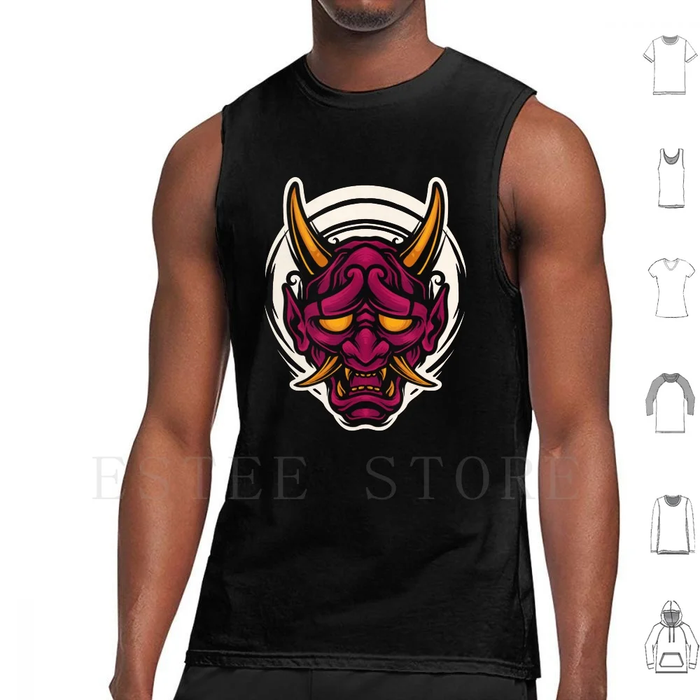 Oni Mask Camisetas sin mangas Chaleco sin mangas Oni Oni Devil Cultura japonesa Demonio místico
