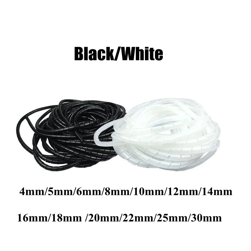 Cable Sleeve Winding Pipe Spiral Wrapping Transparent/Black Wire Organizer Sheath Tube 4-30MM Plastic Tape Management Protector