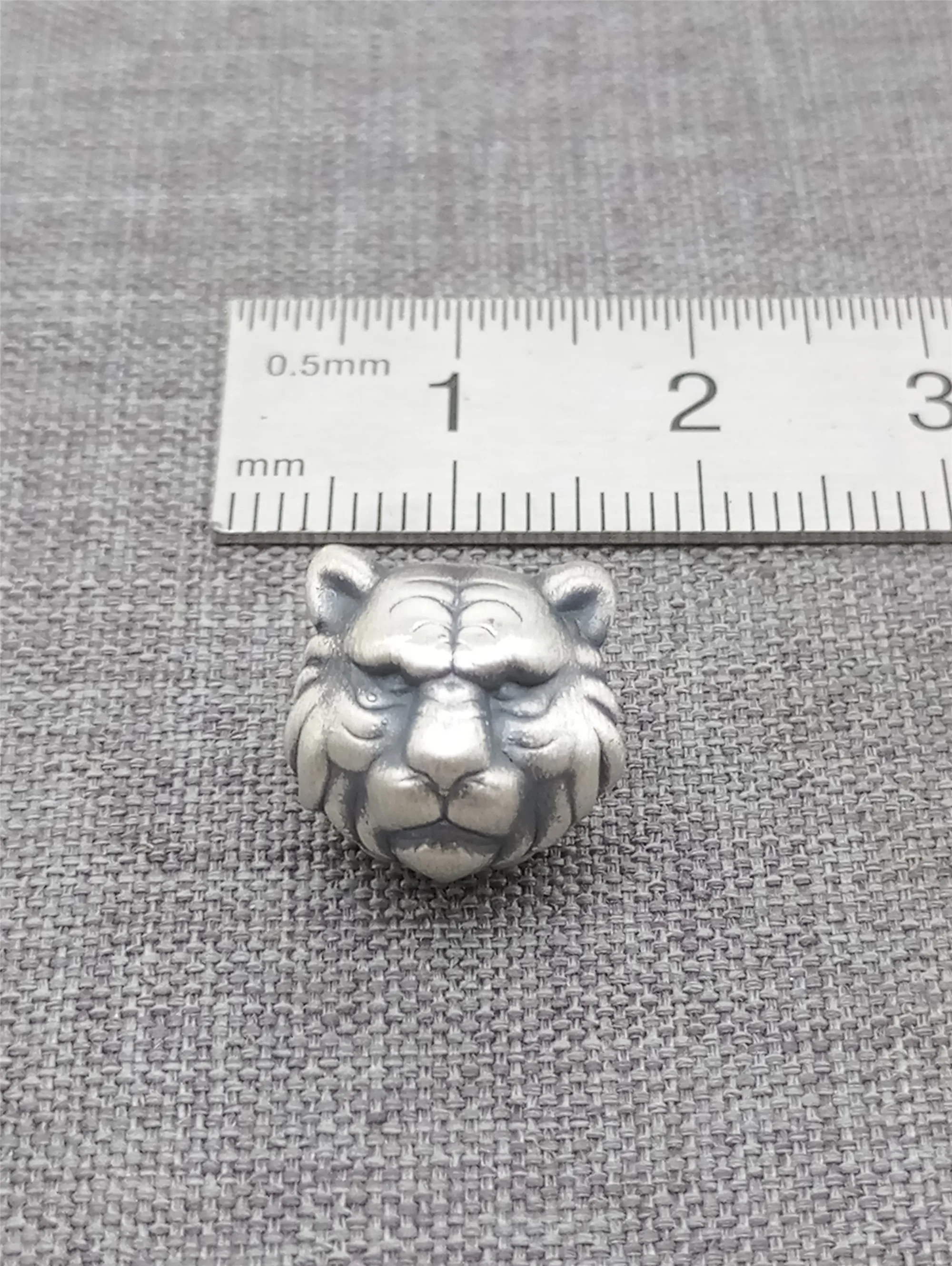 2pcs Fine Silver Tiger Beads, 999 Sterling Silver Tiger for Bracelet Necklace