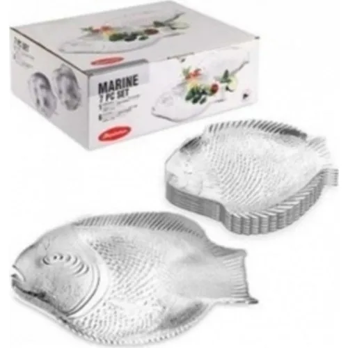 Pasabahce Marine Fish Snack Presentation Service Plate 7 Piece