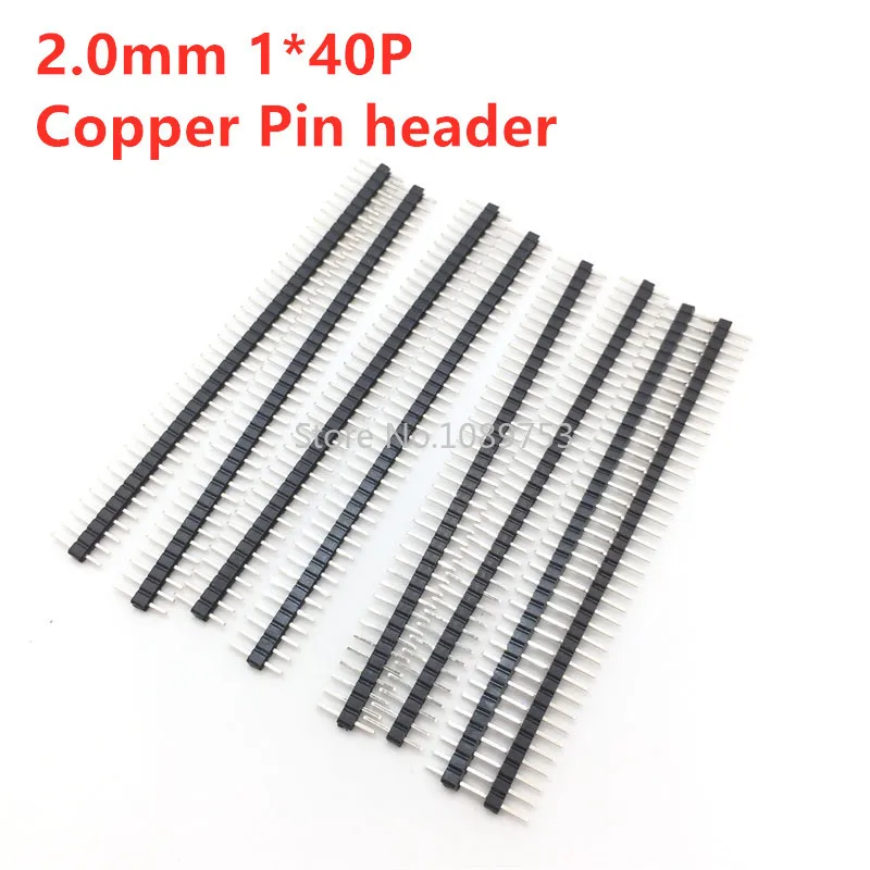 10PCS/Lot 2.0mm 40 Pin Male Single Row Pin Header Strip 1*40P 2mm Male Pin Header Connector Copper