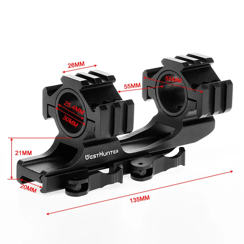 Quick Release One Piece Scope Mount 25.4mm/30mm Dual Rings Cantilever Weaver Picatinny QD Mount Ar15 Ak 47 Bracket For Hunting