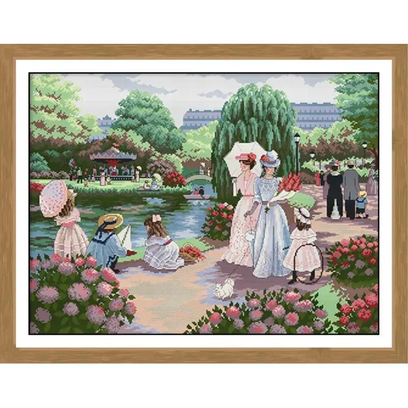 Outing Cross Stitch Spring Scenery Embroidery CrossStitch Set 14ct11ct Count Printing Canvas Stitching Embroidery DIY Needlework