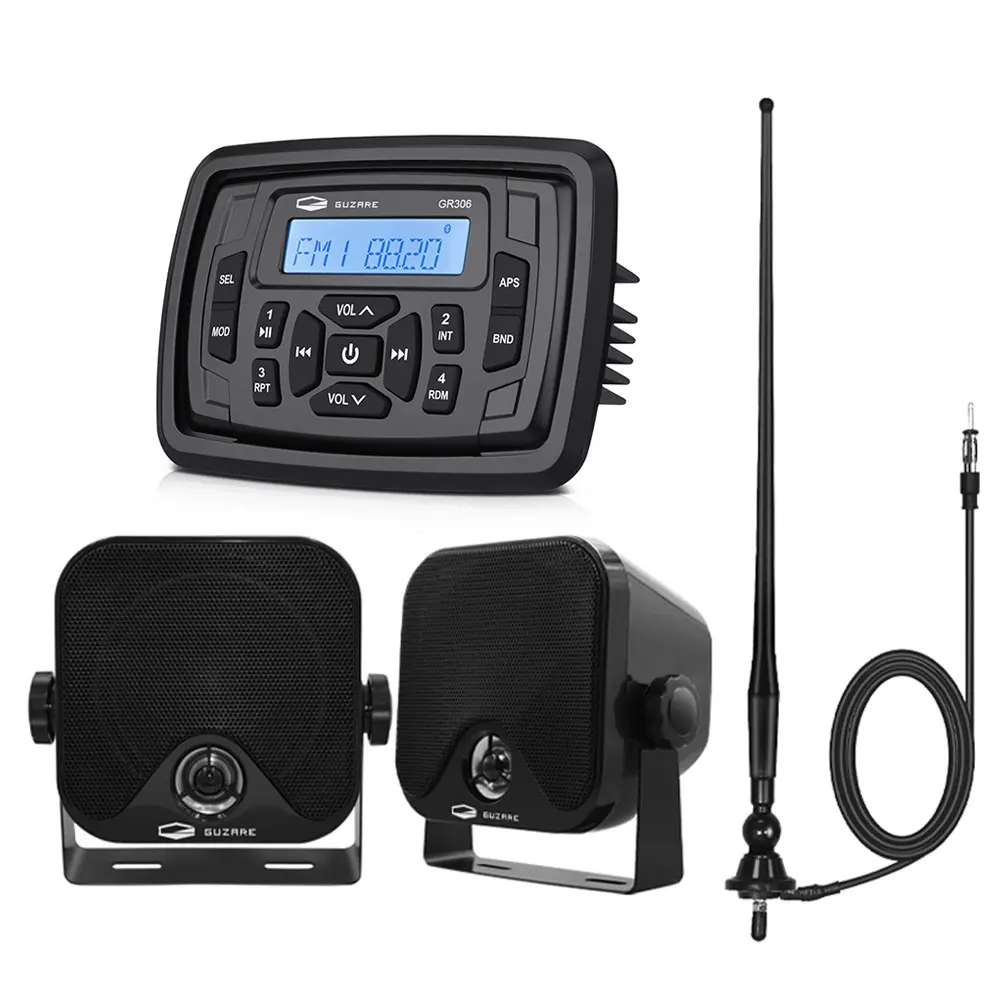 

Waterproof Marine Radio Boat Stereo Audio Bluetooth Receiver Car MP3 Player For RV ATV Yacht+4inch Marine Speaker+FM Antenna